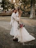 A-line Scoop Sleeveless See Through Rustic Wedding Dresses Beach Bridal Gowns CBD352|Selinadress