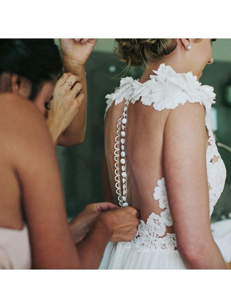 A-line See Through Lace Wedding Dresses Rustic V neck Forest Bridal Go SELINADRESS A-line See Through Lace Wedding Dresses Rustic V neck Forest Bridal Go SELINADRESS