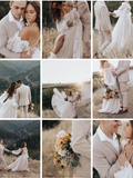 A-line Spaghetti Straps Boho Lace Wedding Dresses Long Sleeve Rustic Wedding Gown Bridal Dress JKSS517