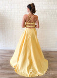 A-line Spaghetti Straps Cheap Simple Prom Dress Split Long Formal Dress SED127