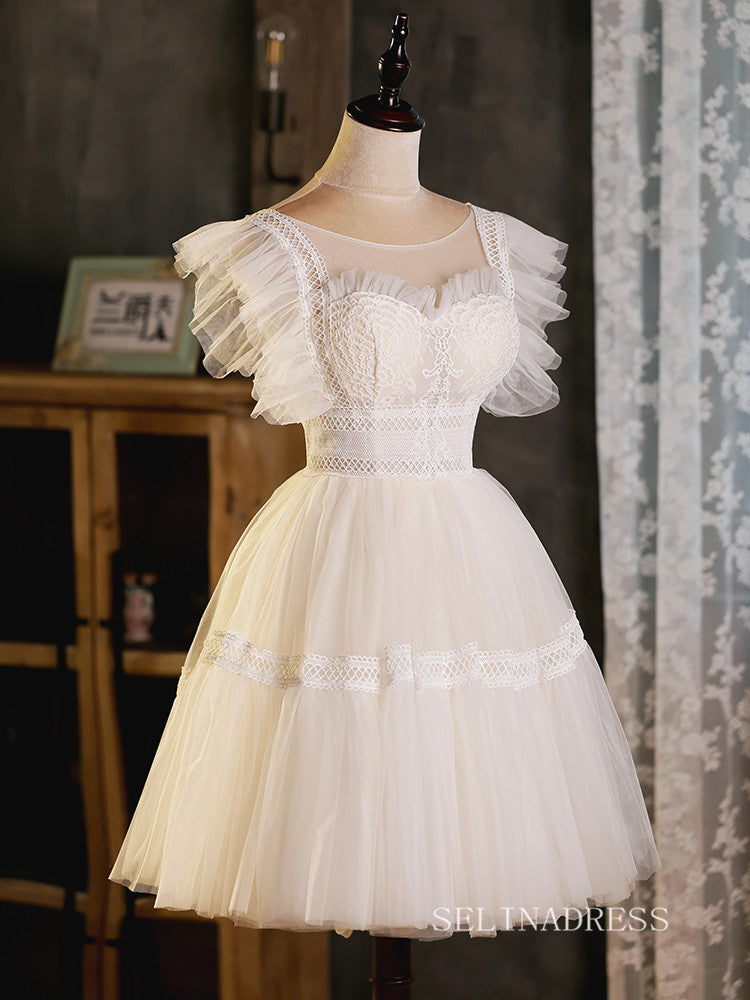 A-line Bateau Cute Homecoming Dress White Short Prom Dresses EDS0036 SELINADRESS A-line Bateau Cute Homecoming Dress White Short Prom Dresses EDS0036 SELINADRESS