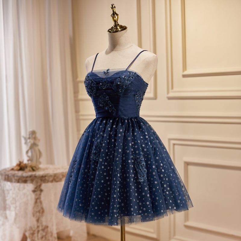 A-line Spaghetti Straps Dark Navy Short Prom Dress Cute Homecoming Dress Cocktail Dresses lop256 A-line Spaghetti Straps Dark Navy Short Prom Dress Cute Homecoming Dress Cocktail Dresses lop256