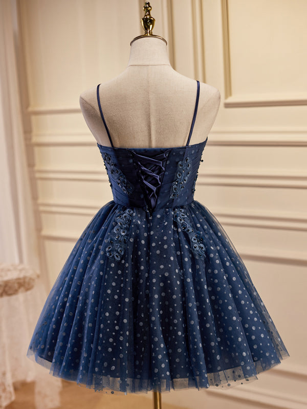 A-line Spaghetti Straps Dark Navy Short Prom Dress Cute Homecoming Dress Cocktail Dresses lop256 A-line Spaghetti Straps Dark Navy Short Prom Dress Cute Homecoming Dress Cocktail Dresses lop256