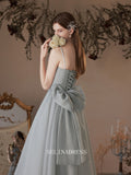 A-line Spaghetti Straps Gray Long Prom Dress Bridal Dresses Cheap Evening Dress OSTY003|Selinadress