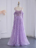 A-line Spaghetti Straps Lace Beaded Prom Dress Evening Gowns #OPS003