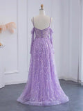 A-line Spaghetti Straps Lace Beaded Prom Dress Evening Gowns #OPS003