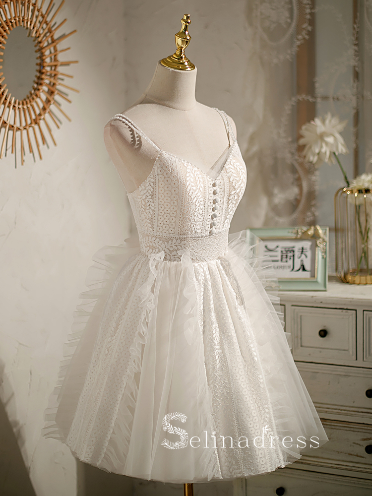 A-line Spaghetti Straps Lace Short Homecoming Dress Cute Summer Outfit SELINADRESS A-line Spaghetti Straps Lace Short Homecoming Dress Cute Summer Outfit SELINADRESS