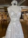 A-line Spaghetti Straps Lace Wedding Dress Embroidery Formal Dress cbd499|Selinadress