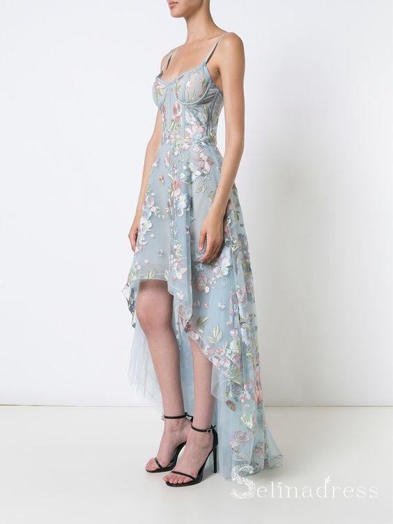 A-line Spaghetti Straps Light Sky Blue High Low Prom Dresses Lace Form SELINADRESS A-line Spaghetti Straps Light Sky Blue High Low Prom Dresses Lace Form SELINADRESS