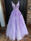A-line Spaghetti Straps Lilac Prom Dresses Long Evening Gowns CBD543|Selinadress