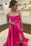 A-line Spaghetti Straps Long Prom Dresses Cheap Long Evening Dress Formal Dresses SSD015|Selinadress