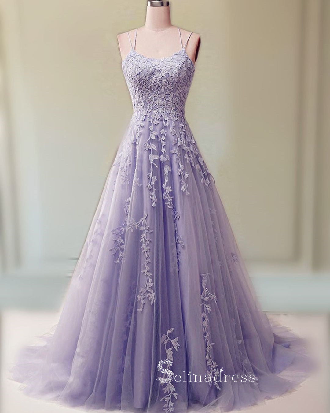 A-line Spaghetti Straps Modest Cheap Long Prom Dresses Applique Evenin SELINADRESS A-line Spaghetti Straps Modest Cheap Long Prom Dresses Applique Evenin SELINADRESS