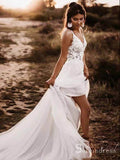 A-line Spaghetti Straps Open Back Wedding Dresses Rustic Beach Bridal Gowns MHL1691|Selinadress