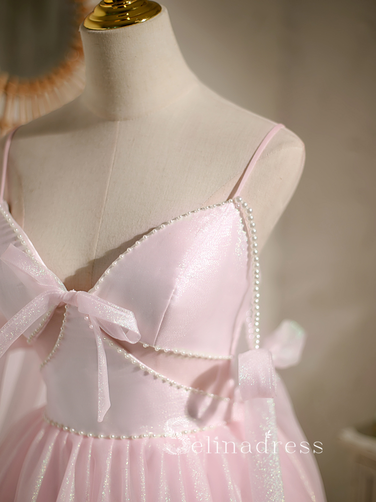 A-line Spaghetti Straps Pink Cute Short Homecoming Dress Summer Outfit SELINADRESS A-line Spaghetti Straps Pink Cute Short Homecoming Dress Summer Outfit SELINADRESS