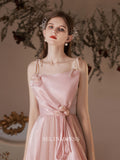 A-line Spaghetti Straps Pink Prom Dress Long Bridal Dresses Tulle Evening Dress OSTY005|Selinadress