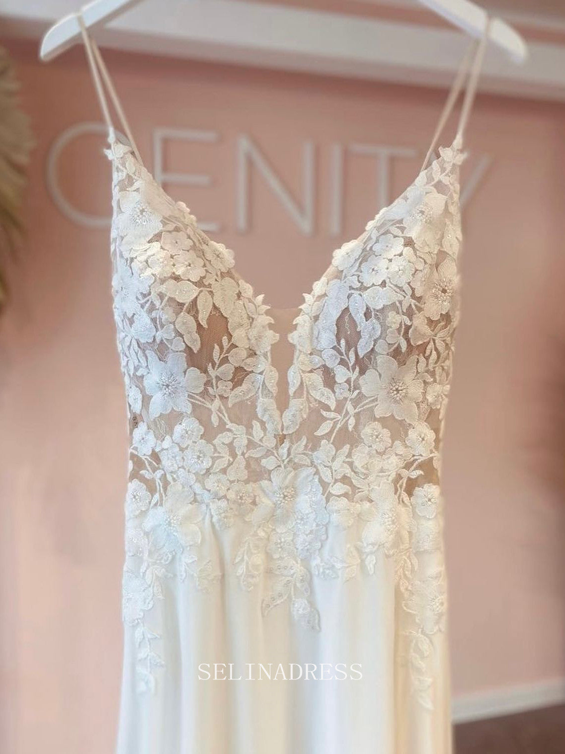 A-line Spaghetti Straps Romantic Lace Country Wedding Dresses LOP612 SELINADRESS A-line Spaghetti Straps Romantic Lace Country Wedding Dresses LOP612 SELINADRESS