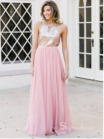 A-line Spaghetti Straps Sequins Bridesmaid Dress Pink Bridesmaid Dress SELINADRESS A-line Spaghetti Straps Sequins Bridesmaid Dress Pink Bridesmaid Dress SELINADRESS