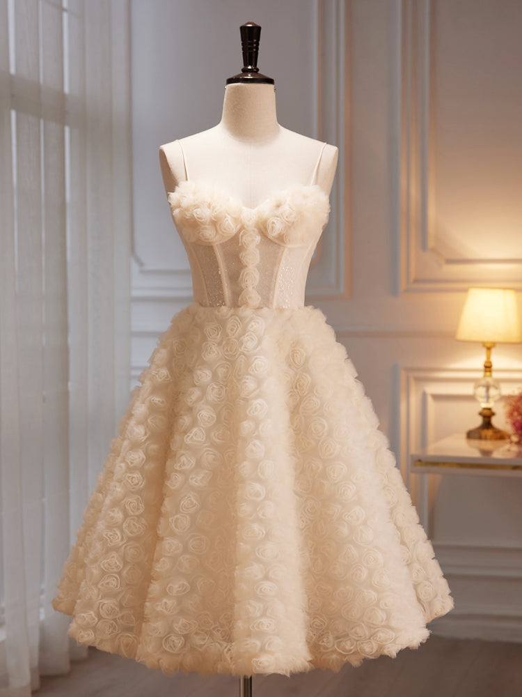 luxury hoco dresses A-line Spaghetti Straps Short Prom Dress Luxury Tulle Homecoming Dress – SELINADRESS