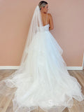 A-line Spaghetti Straps Sleeveless Rustic Lace Wedding Dresses Bridal Gowns MHL2820|Selinadress