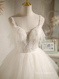 A-line Spaghetti Straps White Cute Homecoming Dress Beaded Short Prom Dresses EDS016|Selinadress