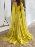 A-line Square Long Prom Dress Thigh Split Chiffon Cheap Evening Dresses HLK023|Selinadress