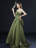 A-line Square Short Sleeve Long Prom Dress Satin Evening Dresses GKF018|Selinadress