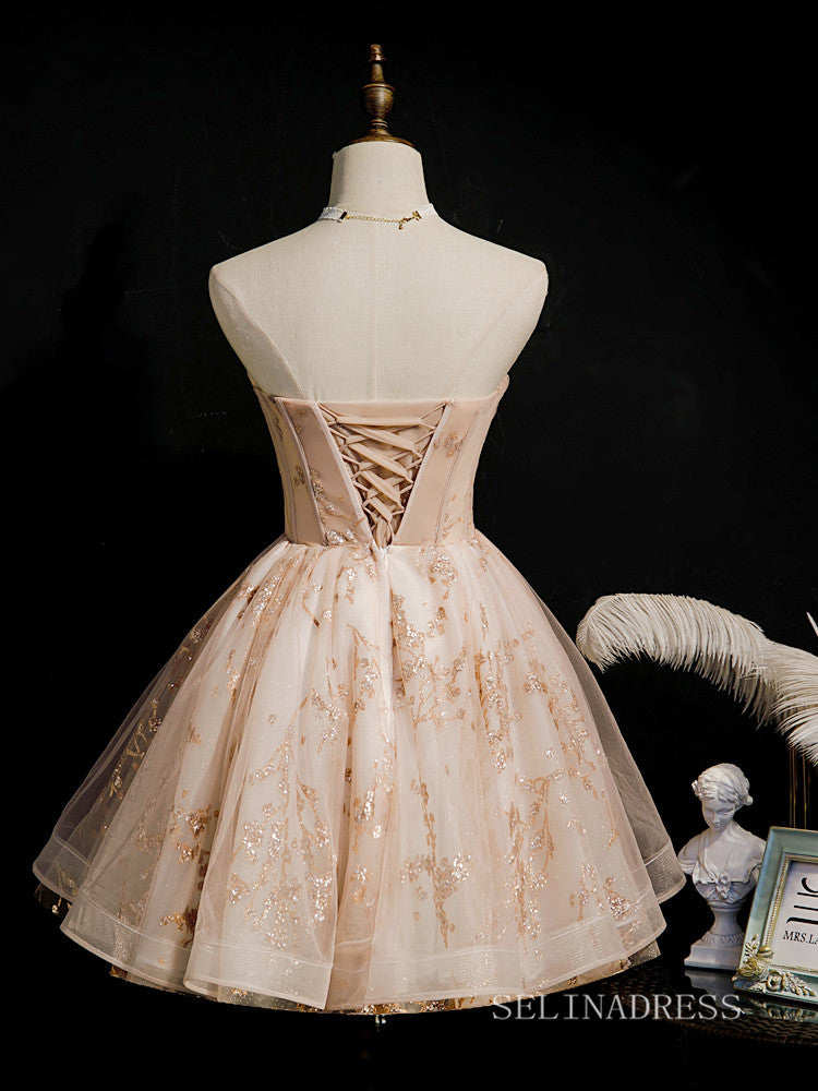 A-line Strapless Cute Homecoming Dress Beaded Short Prom Dresses EDS01 SELINADRESS A-line Strapless Cute Homecoming Dress Beaded Short Prom Dresses EDS01 SELINADRESS