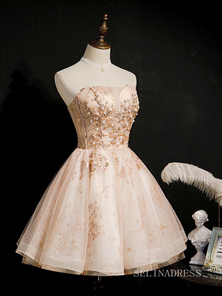 A-line Strapless Cute Homecoming Dress Beaded Short Prom Dresses EDS01 SELINADRESS A-line Strapless Cute Homecoming Dress Beaded Short Prom Dresses EDS01 SELINADRESS