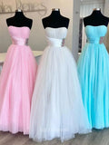 A-line Strapless Cute Long Prom Dress Cheap Beaded Formal Dresses Evening Dress KPY068|Selinadress