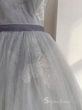 A-line Strapless Gray Long Prom Dress Ball Gown Princess Evening Dresses GKF025|Selinadress