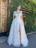 A-line Straps White Long Prom Dress Beautiful Butterfly Formal Dresses Evening Dress KPY066|Selinadress