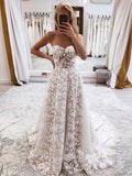 A-line Sweetheart Applique Lace Wedding Dresses Rustic Wedding Gown Bridal Dress jkw237|Selinadress