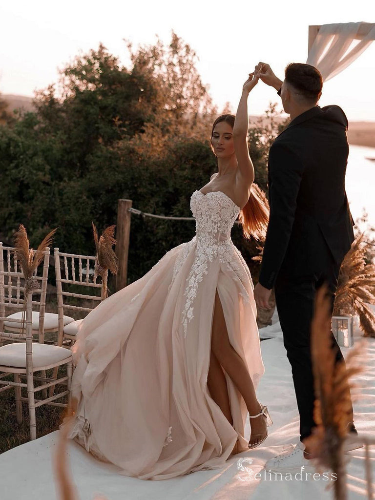champagne beach wedding dress A-line Sweetheart Applique Rustic Dresses Brid – SELINADRESS or a brief description Sleeveless Midi Black Sequin saleprice UK Size:8