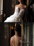 A-line Sweetheart Applique Rustic Wedding Dresses Ivory Bridal Gowns MHL2804|Selinadress