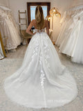 A-line Sweetheart Applique White Wedding Dress Backless Rustic Wedding Dresses JKSS52|Selinadress