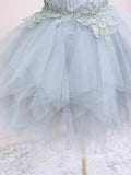 A-line Sweetheart Blue Homecoming Dress With Feather Tulle Short Prom Dresses EDS035|Selinadress