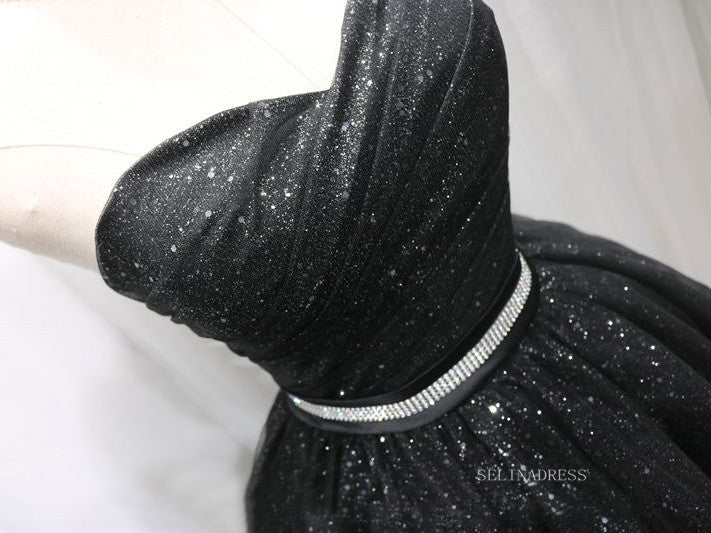 A-line Sweetheart Cute Homecoming Dress Sparkly Black Short Prom Dress SELINADRESS A-line Sweetheart Cute Homecoming Dress Sparkly Black Short Prom Dress SELINADRESS