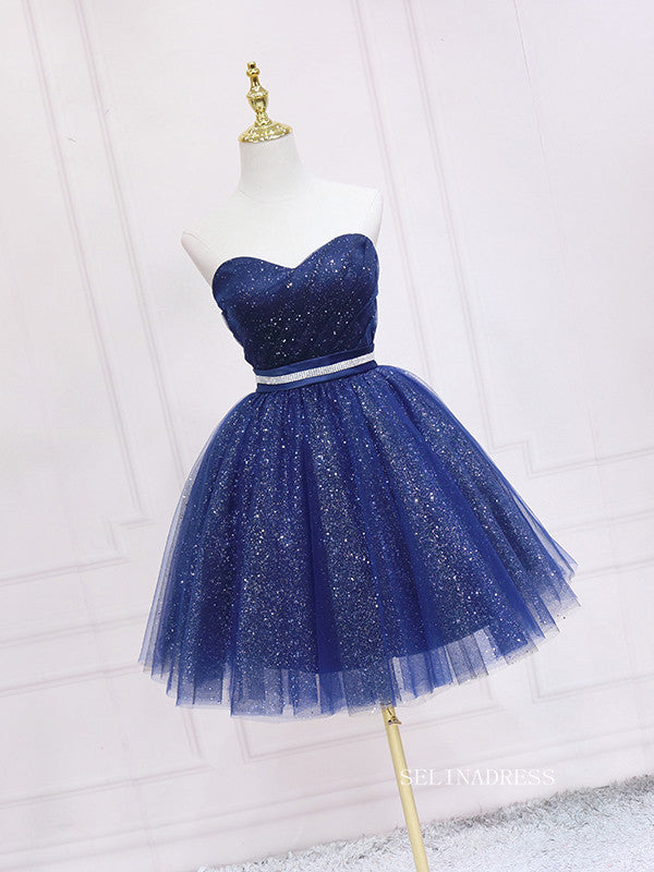 A-line Sweetheart Cute Homecoming Dress Sparkly Black Short Prom Dress SELINADRESS A-line Sweetheart Cute Homecoming Dress Sparkly Black Short Prom Dress SELINADRESS