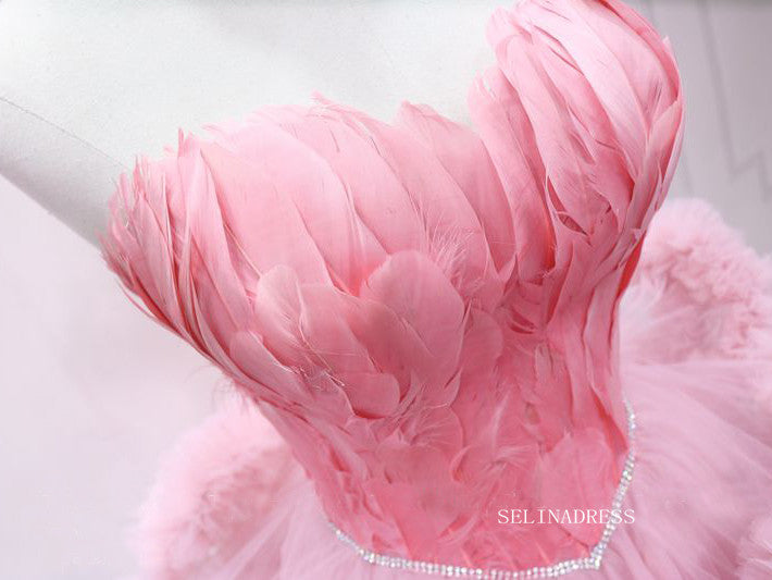 A-line Sweetheart Cute Short Homecoming Dress Feather Short Prom Dress SELINADRESS A-line Sweetheart Cute Short Homecoming Dress Feather Short Prom Dress SELINADRESS