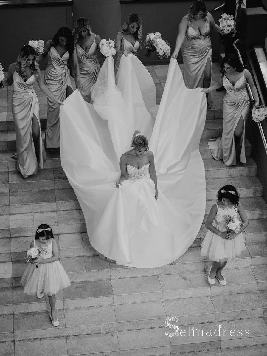 A-line Sweetheart Ivory Wedding Dresses Rustic Satin Bridal Gowns CBD3 SELINADRESS A-line Sweetheart Ivory Wedding Dresses Rustic Satin Bridal Gowns CBD3 SELINADRESS