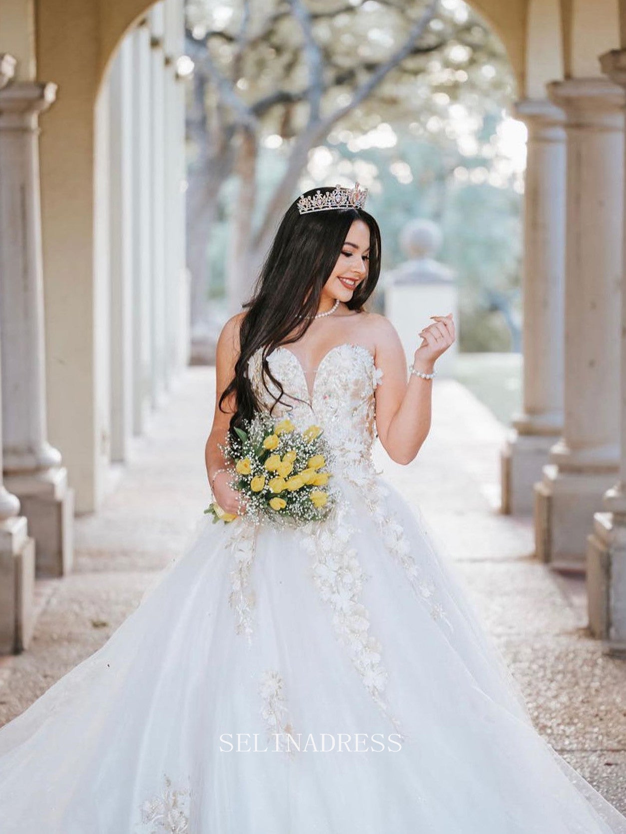 A-line Sweetheart Romantic Beaded Lace Country Wedding Dresses LOP609 SELINADRESS A-line Sweetheart Romantic Beaded Lace Country Wedding Dresses LOP609 SELINADRESS
