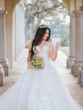A-line Sweetheart Romantic Beaded Lace Country Wedding Dresses LOP609|Selinadress