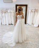 A-line Sweetheart Romantic Wedding Dresses Applique Bidal Dresses JKP018|Selinadress