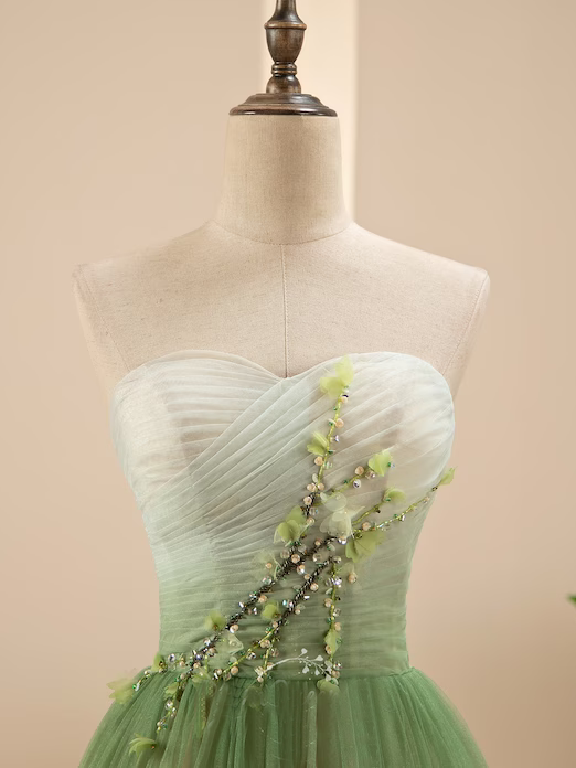 A Line Sweetheart Ruffles Princess Formal Dress Ombre Sage Prom Dress SELINADRESS A Line Sweetheart Ruffles Princess Formal Dress Ombre Sage Prom Dress SELINADRESS