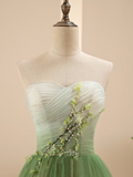 A Line Sweetheart Ruffles Princess Formal Dress Ombre Sage Prom Dress #QWE044|Selinadress