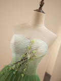 A Line Sweetheart Ruffles Princess Formal Dress Ombre Sage Prom Dress #QWE044|Selinadress