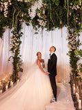 A-line Sweetheart Rustic Satin Wedding Dresses Sweep Train Bridal Gowns CBD364|Selinadress