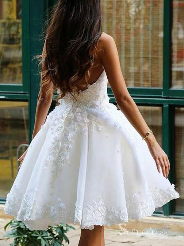 A-line Sweetheart White Lace Short Prom Dress Homecoming Dresses #MHL2891 A-line Sweetheart White Lace Short Prom Dress Homecoming Dresses #MHL2891