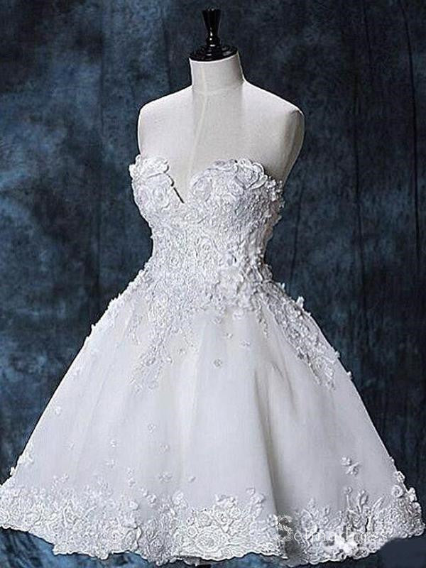 A-line Sweetheart White Lace Short Prom Dress Homecoming Dresses #MHL2891 A-line Sweetheart White Lace Short Prom Dress Homecoming Dresses #MHL2891