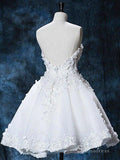 A-line Sweetheart White Lace Short Prom Dress Homecoming Dresses #MHL2891|Selinadress